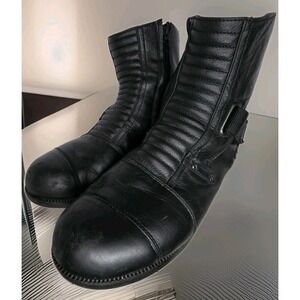 Alpinestars Black Leather Waterproof Ankle Boots Shoes Motorcycle US 10.5